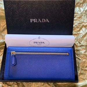 Prada Saffiano Leather Flap Wallet With Bow Detail